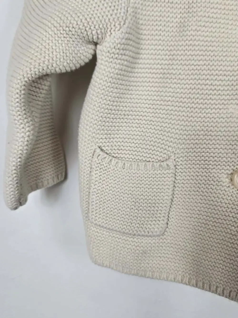 Baby Gap Cream Cotton Knit Hooded Cardigan 18-24M Bear Ears
